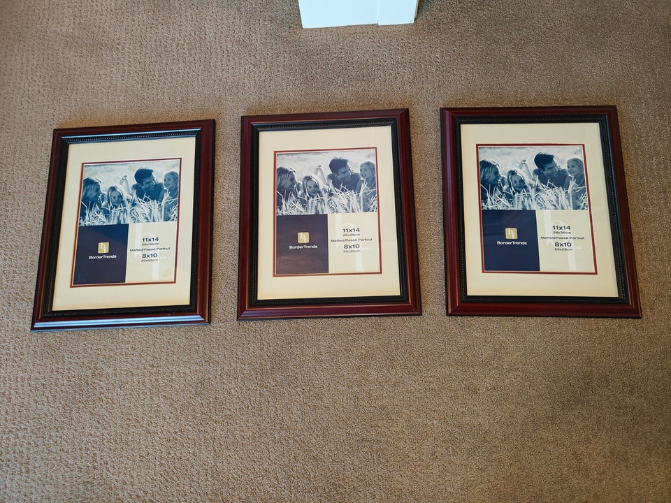 Set of 3 Matching Mahogany Photo Picture Frames – 11x14 & 8x10 | Home ...