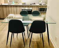Glass dining table with x4 chairs