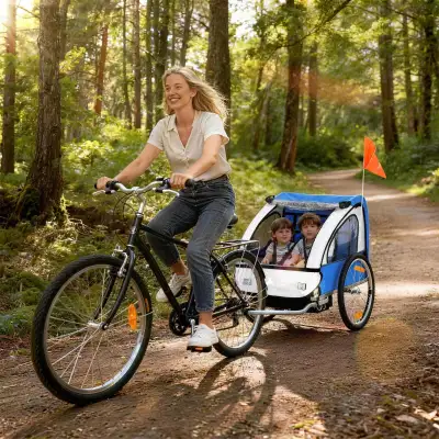 51.2”x30”x34.7” 2-Seat Child Bike Trailer for Kids, Blue, View more