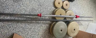 150lbs weights, 2 barbells, View more