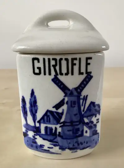 Blue & White Ceramic Porcelain Cloves (Girofle) Spice Canister, View more