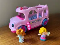 Pink Lil' Movers School Bus Little People Fisher-Price with 2 