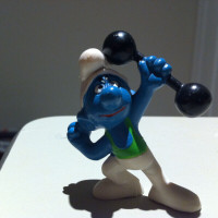 SOLD-Smurfs - Vintage Barbell Smurf (Green Shirt)