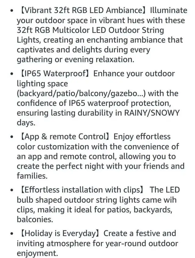 LED Outdoor String Lights65060067566465123