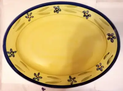 Vintage SARAH hand painted turkey platter 14"x 10 1/2", View more