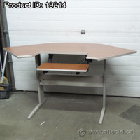 Teknion Cherry Top Sit Stand Height Adjustable Corner Desk