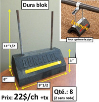 Dura-Blok, bloc en caoutchouc avec rode pour système de pipe