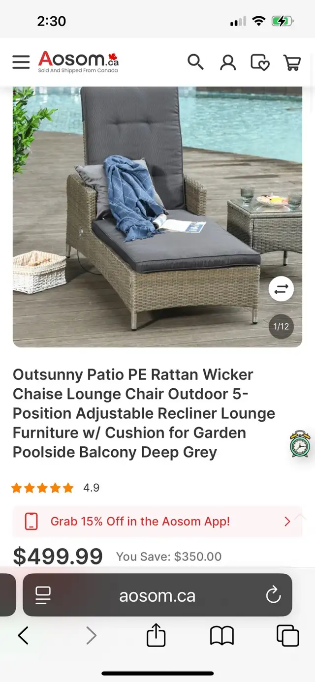 Patio PE Rattan Wicker Chaise Lounge Chair Outdoor 5-Position in Patio & Garden Furniture in Markham / York Region - Image 11