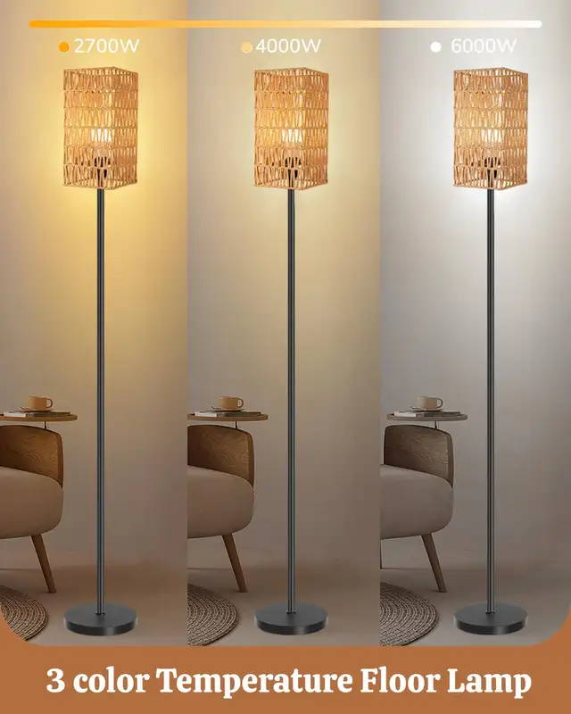 Rattan Floor Lamp for Living Room, 62" Tall Standing Lamp  in Indoor Lighting & Fans in Markham / York Region - Image 4