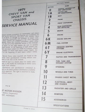 1971 Chevy,GMC Van, Vandura Service Manual in Non-fiction in Oakville / Halton Region - Image 2