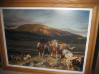 BRIGHT BAND (HORSES) NANCY GLAZIER FRAMED LE CANVAS
