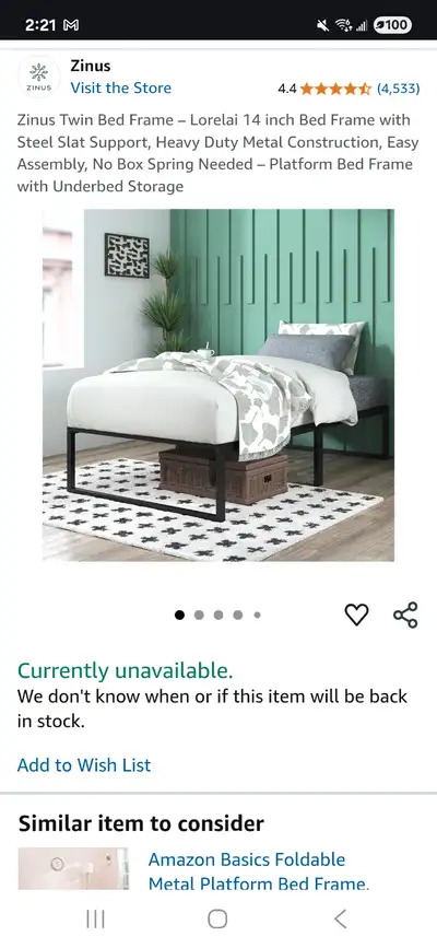 ZINUS Twin Bed Frame, View more