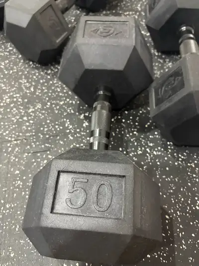 VIRGIN RUBBER DUMBBELL SET 50.60.70.80.90 LBS, View more