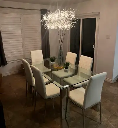 Modern Glass Dining Table Set with 6 Chairs, View more