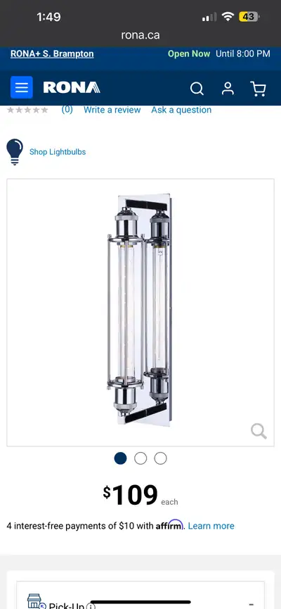 Canarm Darcie Sconce or Vanity Light, View more