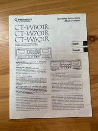Pioneer CT-W801R CT-W701R CT-W601R Original Instructions Manual