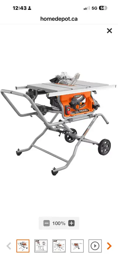RIDGID 15 Amp 10 in. Portable Corded Pro Jobsite Table Saw with Stand Brand new in unopened box