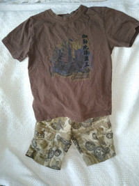 Pirate Party shirt & shorts 2pc set - size 5 shorts, 6x top