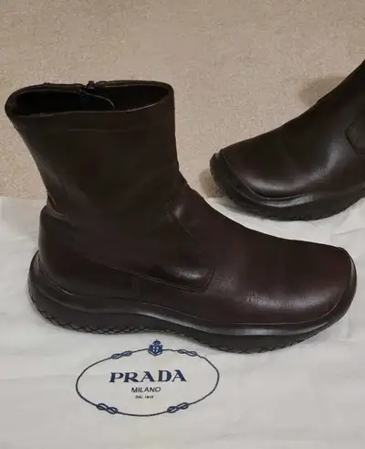 Prada Brown Leather Ankle Boots, View more