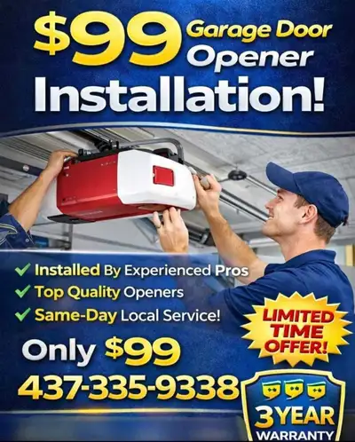 Garage Door Opener Installation- $120, View more