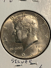 1964 US silver half dollar coins