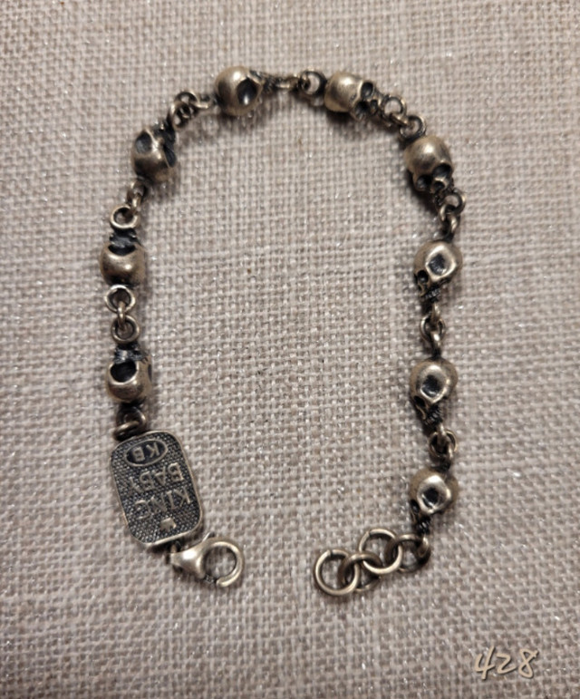 Bracelet 7" d'alliage tibétain crânes. Tibetan alloy skull chain dans Bijoux et montres  à Laval/Rive Nord