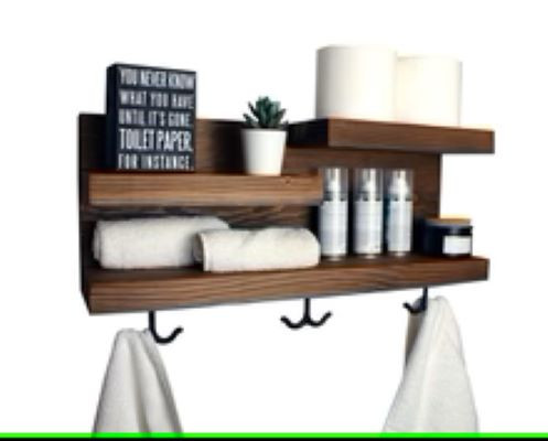 Bathroom Organizer Wall Shelf With Towel Hooks (Espresso stain) dans Décoration intérieure et accessoires  à Longueuil/Rive Sud