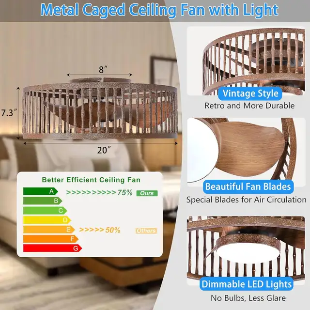 Coolbull 20" Farmhouse Flush Mount Ceiling Fan – LED Lights, Rem in Indoor Lighting & Fans in Mississauga / Peel Region - Image 9