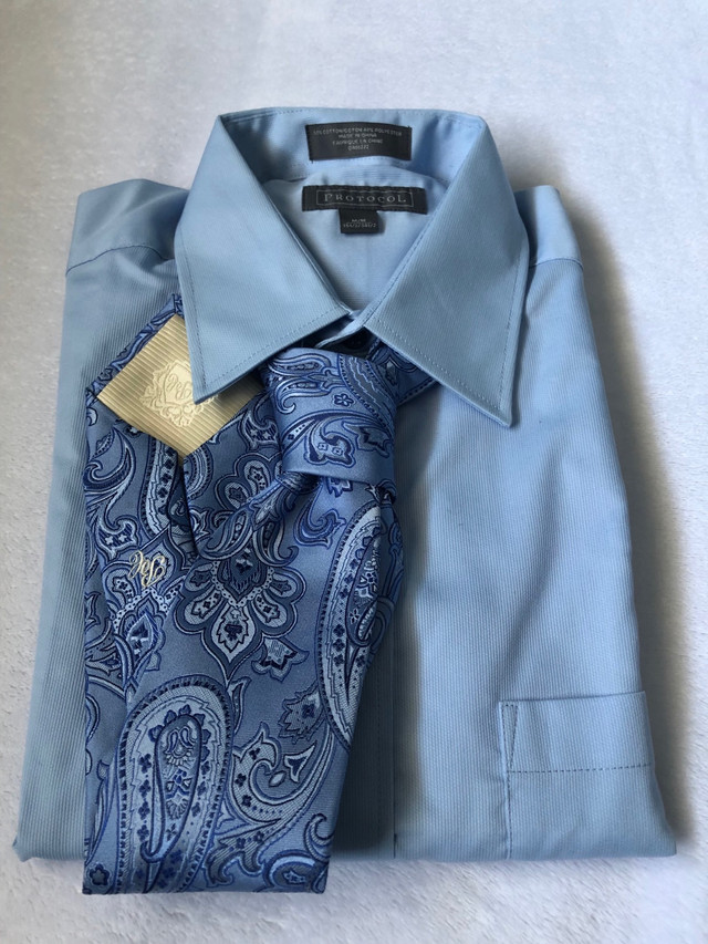 BRAND NEW Men’s Dress Shirt & Tie Set (Size L 16-16.5) $30  in Men's in Kingston