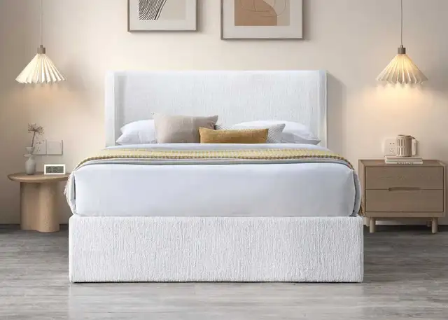 Boucle Upholstered Hydraulic Platform Bed with Hidden Storage64520010270723121