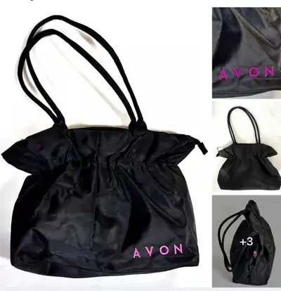 AVON Logo Scrunch Top Carry Tote Bag Purse Hot Pink Lining Dual , View more