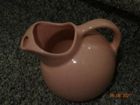 Pitcher,large juice or ? pink pottery USA angled ,8"high 7" wide