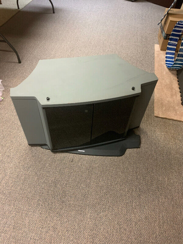 Toshiba GREY Television Swivel TV Stand SV3601R Smoked Glass Drs