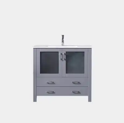 BRAND NEW Lexora Volez 36”W Dark Grey Bath Vanity w/ Ceramic top, View more