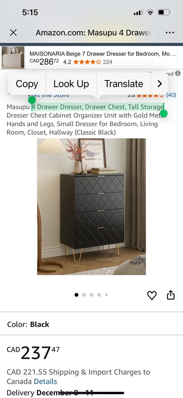 4 Drawer Dresser, Drawer Chest, Tall Storage Chest Cabinet Organ in Dressers & Wardrobes in Markham / York Region - Image 11