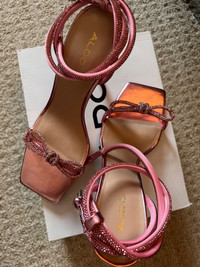 Brand New Pink Strappy Stilleto Sandal (Size: Women’s 7)