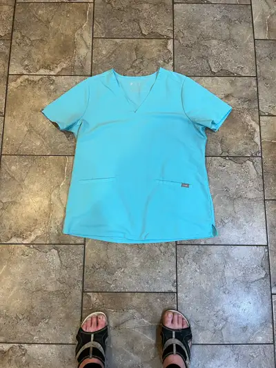 Figs Casma Neon Blue scrub top Sz L, View more