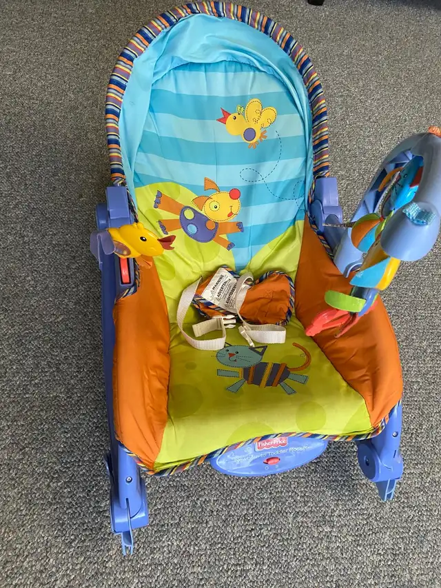 Fisher Price Rocking Vibrating Baby Seat in Cribs in Edmonton - Image 3