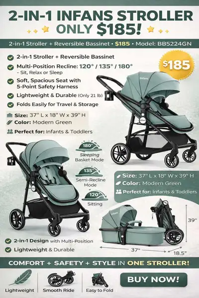 Infant Stroller and Reversible Bassinet Pram, View more
