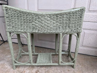 $95., Vintage / Antique Wicker Plant Stand in Tate Olive colour