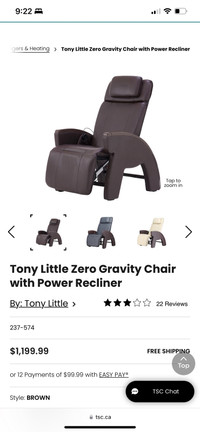 Tony Little Zero Gravity Chair with Power Recliner