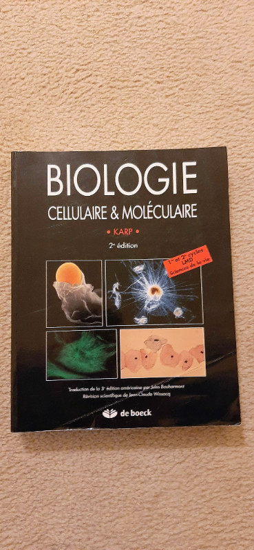 Biologie cellulaire moleculaire (karp) in Textbooks in Ottawa