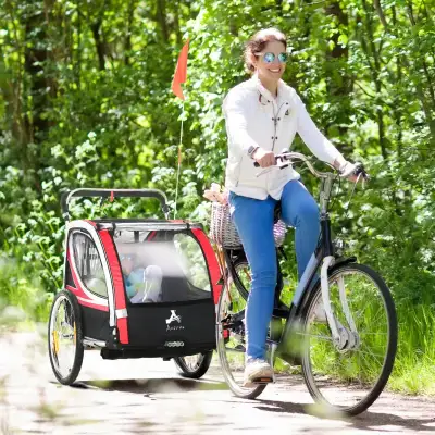 2 Seat Bike Trailer for Kids 2-in-1 Double Baby Jogging Stroller, View more