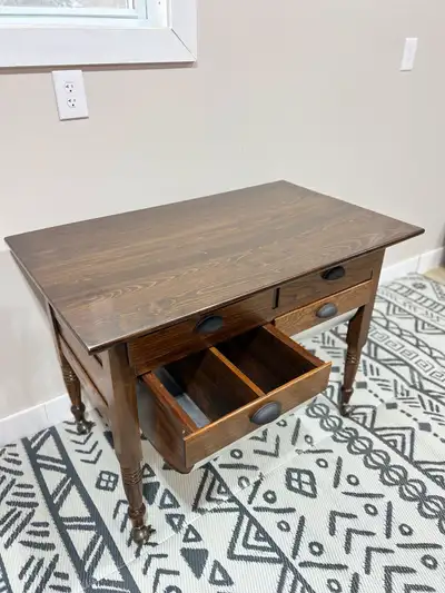 Often called "doughboys" or "possum belly" tables this fully restored antique baker's table from lat...