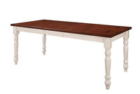 60" Wood Turned Leg Dining Table in Brown and White