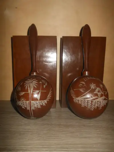 Maracas Vintage Wooden Bookends, View more