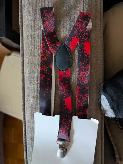 red blood splatter print suspender