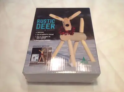 Rustic Deer Decoration Solid pine New, View more