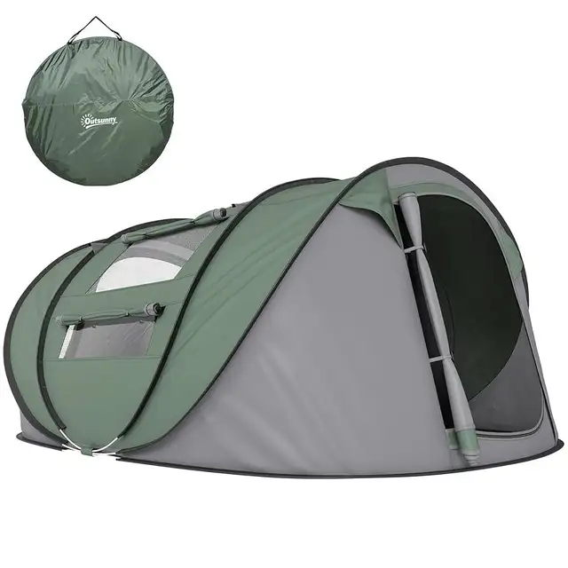 Outsunny 4 Person Dome Camping Tent, Automatic Pop Up in Fishing, Camping & Outdoors in Markham / York Region - Image 2