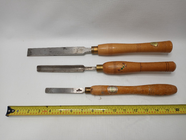 Two Vintage Marples & 1 Ashley Iles Lathe Woodworking Chisels dans Outils à main  à Kitchener / Waterloo